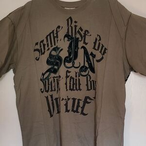 VTG Blac Label short sleeve Tshirt olive green velvet design XXL